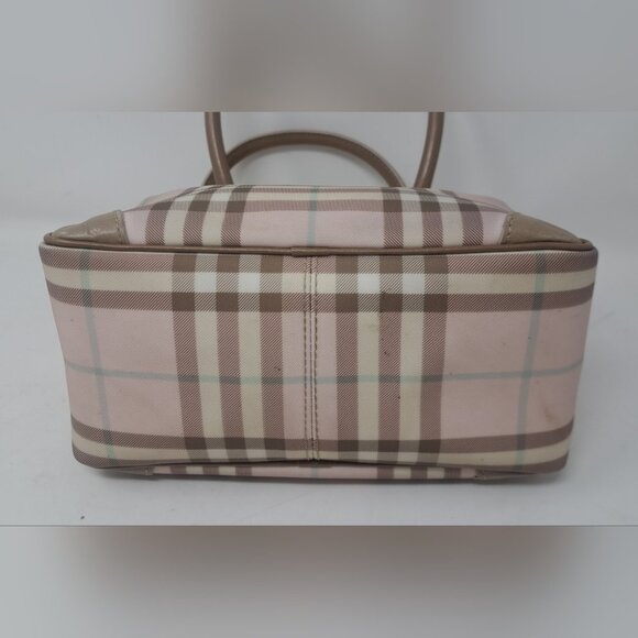 Burberry Mini Boston Bag Handbag Tote Handle Bag Pink Nova Check PVC 9.5" x 7" - Picture 15 of 16